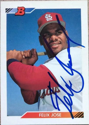 Felix Jose Signed 1992 Bowman Baseball Card - St Louis Cardinals