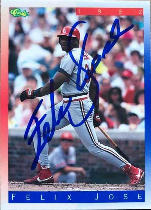 Felix Jose Signed 1992 Classic II Baseball Card - St Louis Cardinals - PastPros
