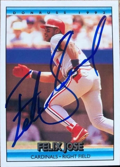 Felix Jose Signed 1992 Donruss Baseball Card - St Louis Cardinals