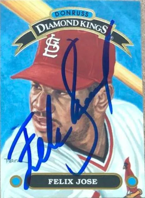 Felix Jose Signed 1992 Donruss Diamond Kings Baseball Card - St Louis Cardinals