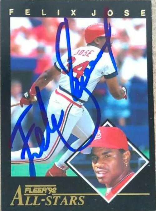 Felix Jose Signed 1992 Fleer All-Stars Baseball Card - St Louis Cardinals