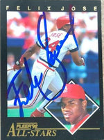 Felix Jose Signed 1992 Fleer All-Stars Baseball Card - St Louis Cardinals - PastPros