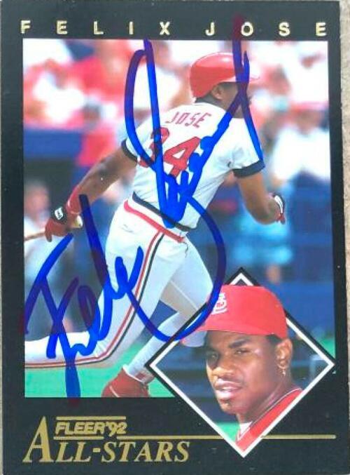 Felix Jose Signed 1992 Fleer All-Stars Baseball Card - St Louis Cardinals - PastPros