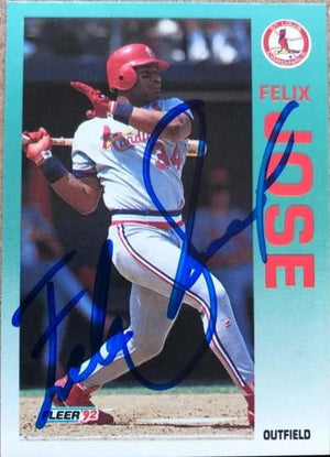Felix Jose Signed 1992 Fleer Baseball Card - St Louis Cardinals