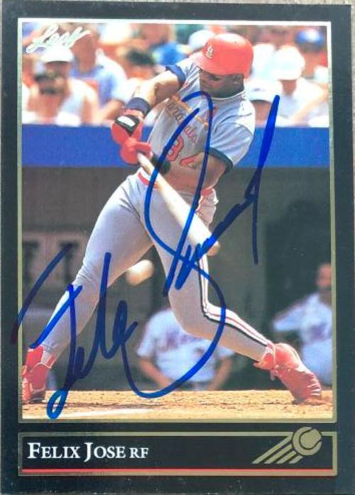 Felix Jose Signed 1992 Leaf Gold Baseball Card - St Louis Cardinals - PastPros