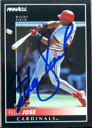 Felix Jose Signed 1992 Pinnacle Baseball Card - St Louis Cardinals