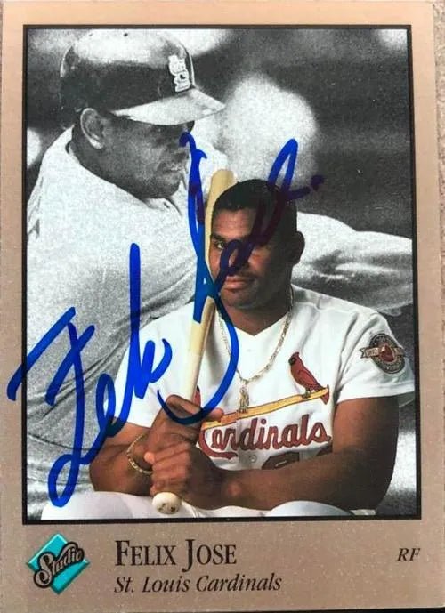 Felix Jose Signed 1992 Studio Baseball Card - St Louis Cardinals