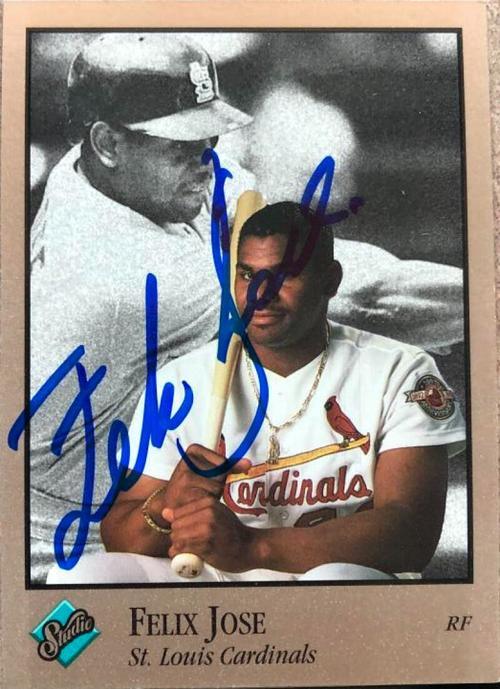 Felix Jose Signed 1992 Studio Baseball Card - St Louis Cardinals - PastPros