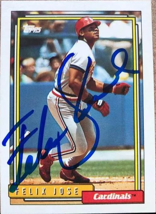 Felix Jose Signed 1992 Topps Baseball Card - St Louis Cardinals