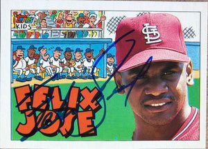 Felix Jose Signed 1992 Topps Kids Baseball Card - St Louis Cardinals - PastPros
