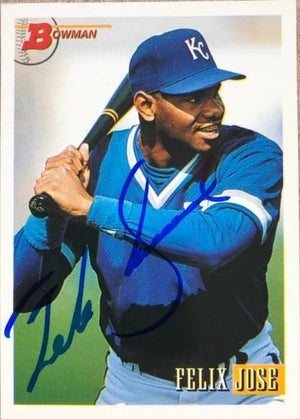 Felix Jose Signed 1993 Bowman Baseball Card - Kansas City Royals