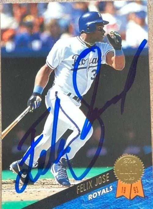 Felix Jose Signed 1993 Leaf Baseball Card - Kansas City Royals