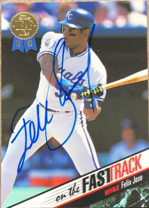 Felix Jose Signed 1993 Leaf Fasttrack Baseball Card - Kansas City Royals - PastPros
