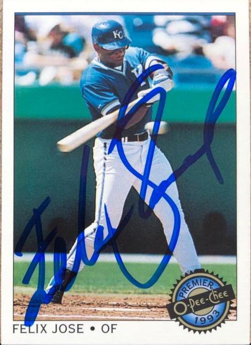 Felix Jose Signed 1993 O-Pee-Chee Premier Baseball Card - Kansas City Royals - PastPros