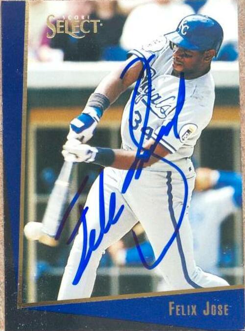 Felix Jose Signed 1993 Score Select Baseball Card - Kansas City Royals - PastPros