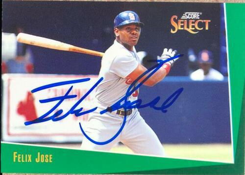 Felix Jose Signed 1993 Score Select Baseball Card - St Louis Cardinals - PastPros