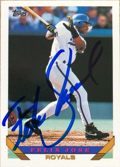 Felix Jose Signed 1993 Topps Baseball Card - Kansas City Royals - PastPros