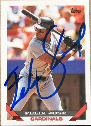Felix Jose Signed 1993 Topps Baseball Card - St Louis Cardinals - PastPros