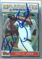 Felix Jose Signed 1993 Topps Finest Baseball Card - Kansas City Royals