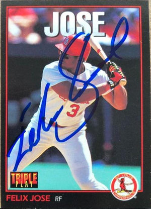 Felix Jose Signed 1993 Triple Play Baseball Card - St Louis Cardinals - PastPros