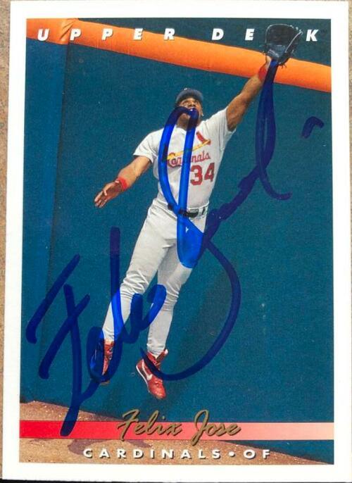 Felix Jose Signed 1993 Upper Deck Baseball Card - St Louis Cardinals - PastPros
