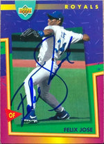 Felix Jose Signed 1993 Upper Deck Fun Pack Baseball Card - Kansas City Royals - PastPros