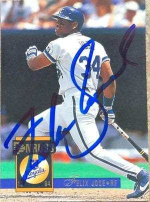 Felix Jose Signed 1994 Donruss Baseball Card - Kansas City Royals