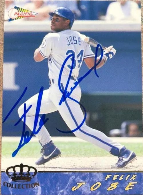Felix Jose Signed 1994 Pacific Crown Baseball Card - Kansas City Royals