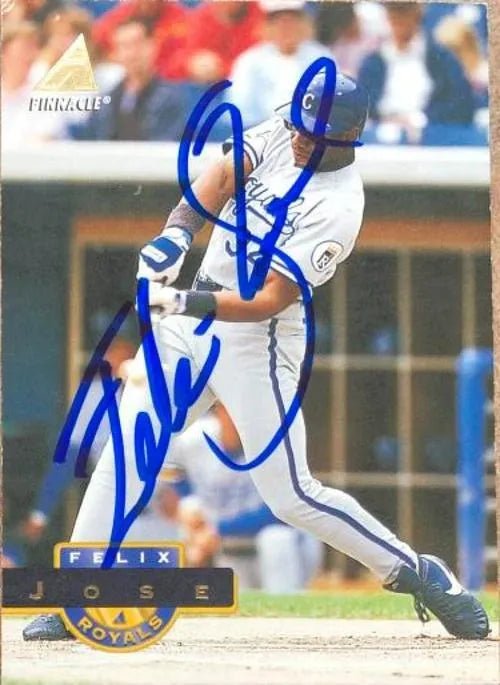 Felix Jose Signed 1994 Pinnacle Baseball Card - Kansas City Royals