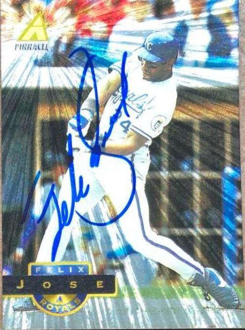 Felix Jose Signed 1994 Pinnacle Museum Collection Baseball Card - Kansas City Royals - PastPros