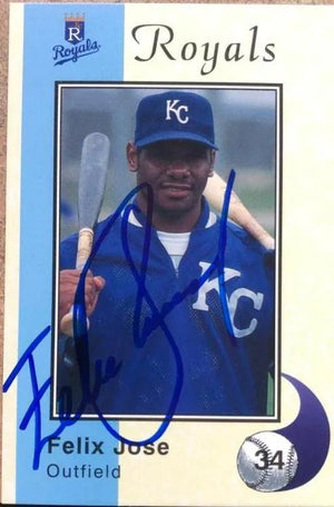 Felix Jose Signed 1994 Royals Police Baseball Card - Kansas City Royals