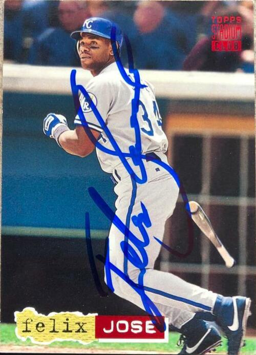 Felix Jose Signed 1994 Stadium Club Baseball Card - Kansas City Royals - PastPros
