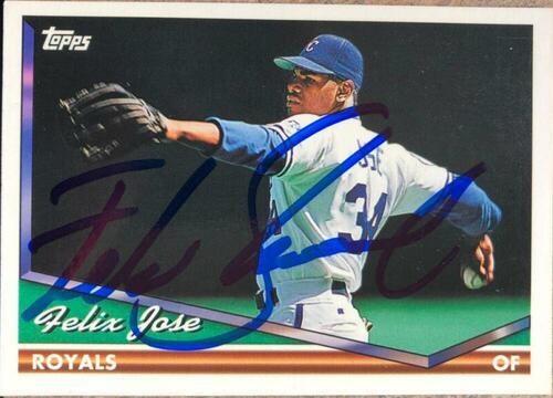 Felix Jose Signed 1994 Topps Baseball Card - Kansas City Royals - PastPros
