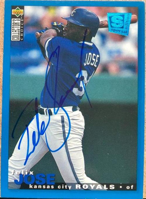 Felix Jose Signed 1995 Collector's Choice Baseball Card - Kansas City Royals - PastPros