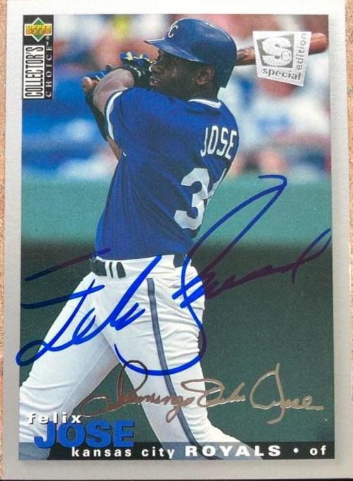 Felix Jose Signed 1995 Collector's Choice Silver Signature Baseball Card - Kansas City Royals - PastPros