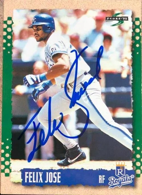 Felix Jose Signed 1995 Score Baseball Card - Kansas City Royals