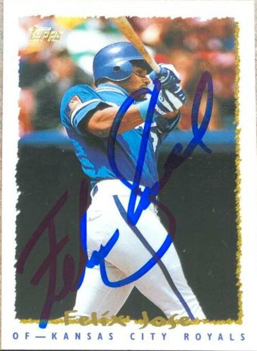 Felix Jose Signed 1995 Topps Baseball Card - Kansas City Royals - PastPros