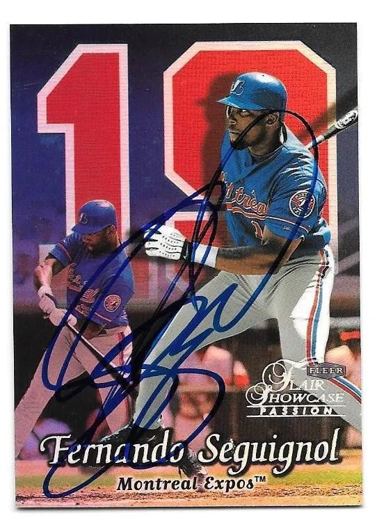 Fernando Seguignol Signed 1999 Flair Showcase Row 2 Baseball Card - Montreal Expos