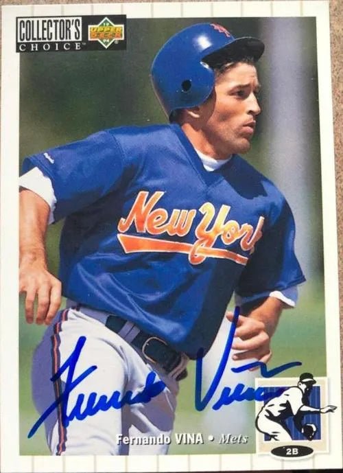 Fernando Vina Signed 1994 Collector's Choice Baseball Card - New York Mets
