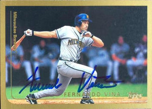 Fernando Vina Signed 1999 Topps Baseball Card - Milwaukee Brewers - PastPros