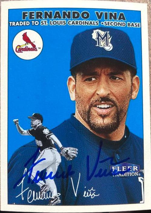 Fernando Vina Signed 2000 Fleer Tradition Baseball Card - St Louis Cardinals - PastPros