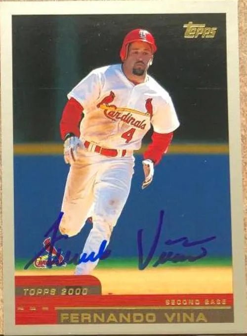 Fernando Vina Signed 2000 Topps Baseball Card - St Louis Cardinals