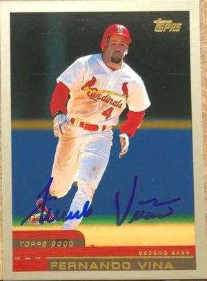 Fernando Vina Signed 2000 Topps Baseball Card - St Louis Cardinals