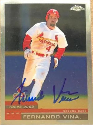 Fernando Vina Signed 2000 Topps Chrome Baseball Card - St Louis Cardinals