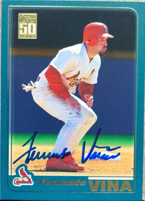 Fernando Vina Signed 2001 Topps Baseball Card - St Louis Cardinals - PastPros