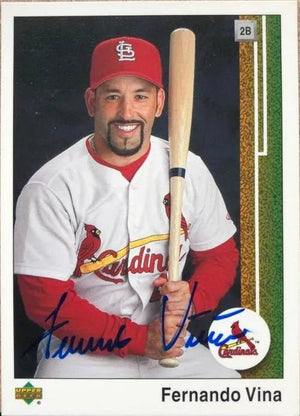 Fernando Vina Signed 2002 Upper Deck Authentics Baseball Card - St Louis Cardinals