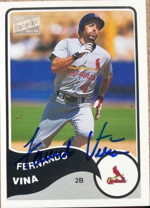 Fernando Vina Signed 2003 Bazooka Baseball Card - St Louis Cardinals - PastPros