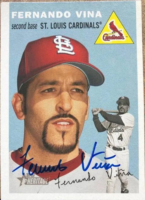 Fernando Vina Signed 2003 Topps Heritage Baseball Card - St Louis Cardinals