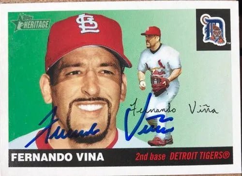 Fernando Vina Signed 2004 Topps Heritage Baseball Card - Detroit Tigers