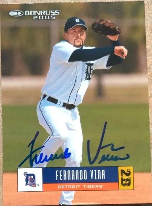 Fernando Vina Signed 2005 Donruss Baseball Card - Detroit Tigers
